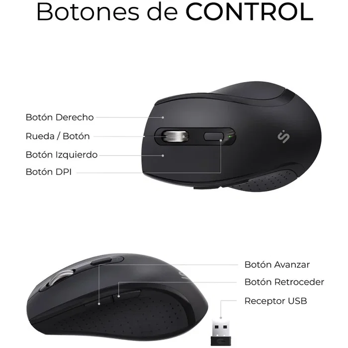 Subblim Combo Dual Office Prowave Black - Teclado y Ratón Ergonómicos